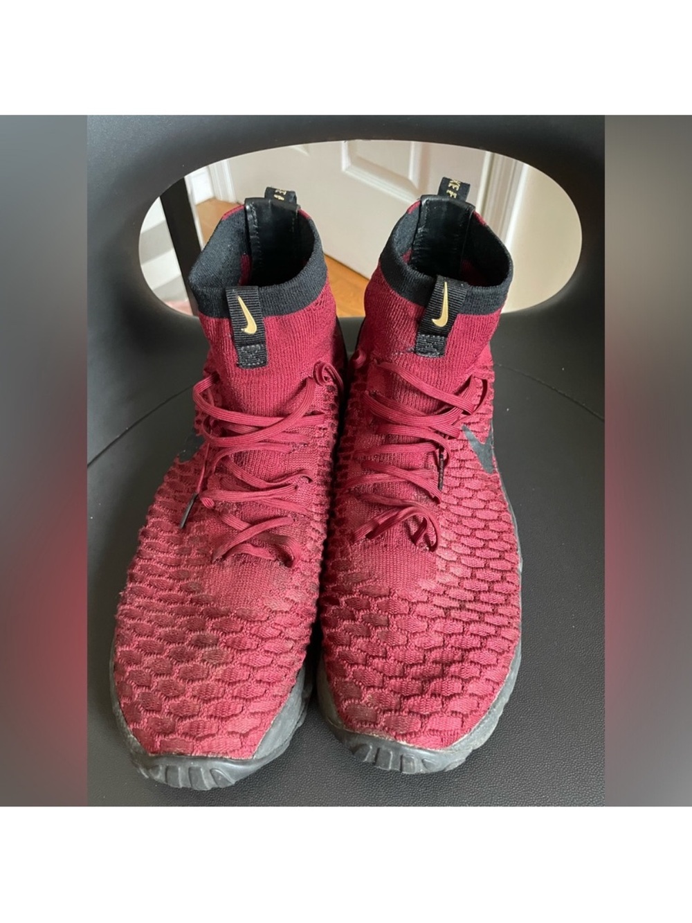 Nike Burgundy and Black Knit High-Top Sneakers